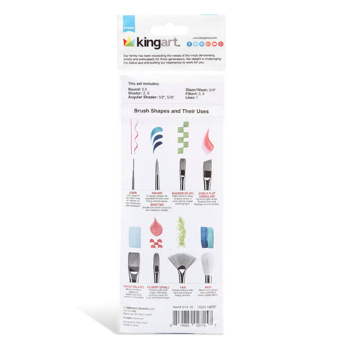 Studio Mixed Media White Nylon Brush Set - 10 pc