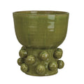 Terra-cotta Hobnail Footed Vase, Green