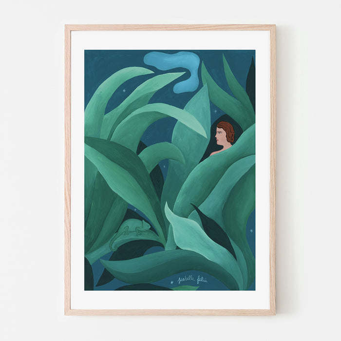 THE SUCCULENT GARDEN AT NIGHT, 18" X 24" — by Isabelle Feliu