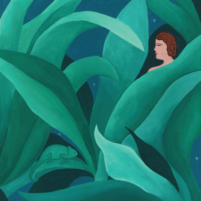 THE SUCCULENT GARDEN AT NIGHT, 18" X 24" — by Isabelle Feliu
