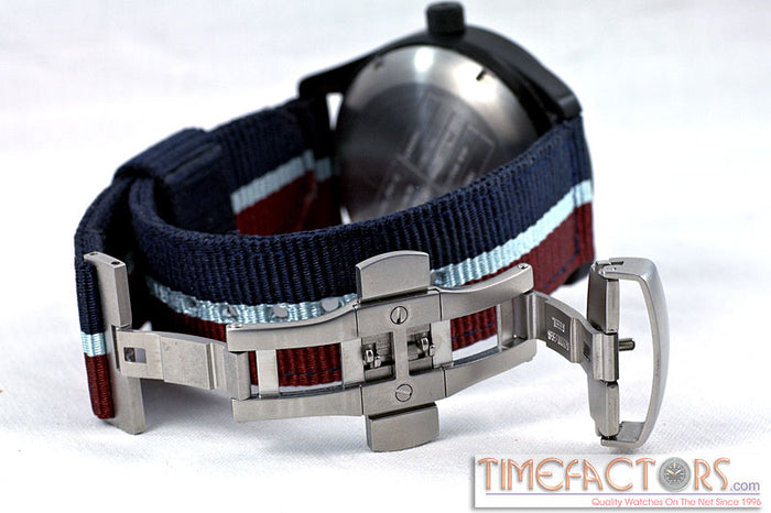 TIMEFACTORS 2-PIECE NYLON WITH DEPLOYANT CLASP