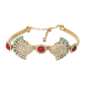 Venere Crystal Choker Necklace with coral cabochons, turquoise accents and crystal embellishments