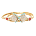 Venere Crystal Metal Mesh Belt with coral cabochons, turquoise accents and crystal pavé motifs