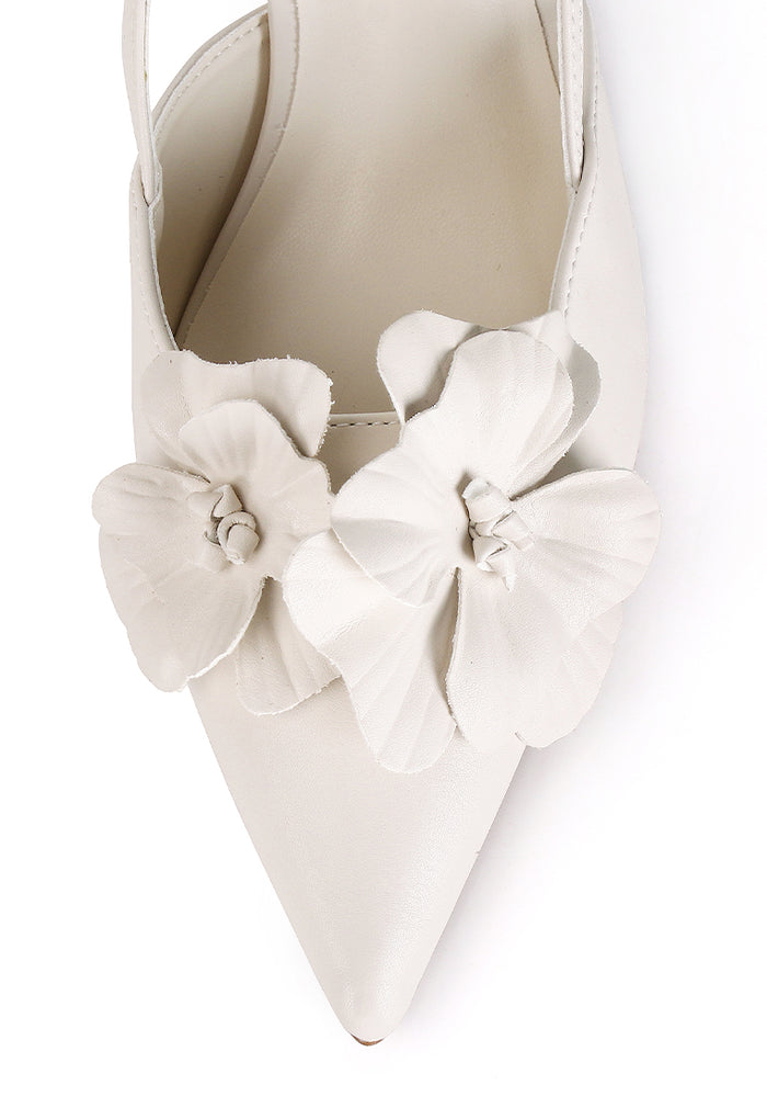 Veronica Floral Heels (White)