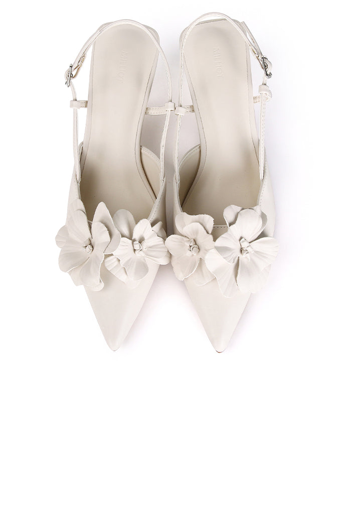 Veronica Floral Heels (White)