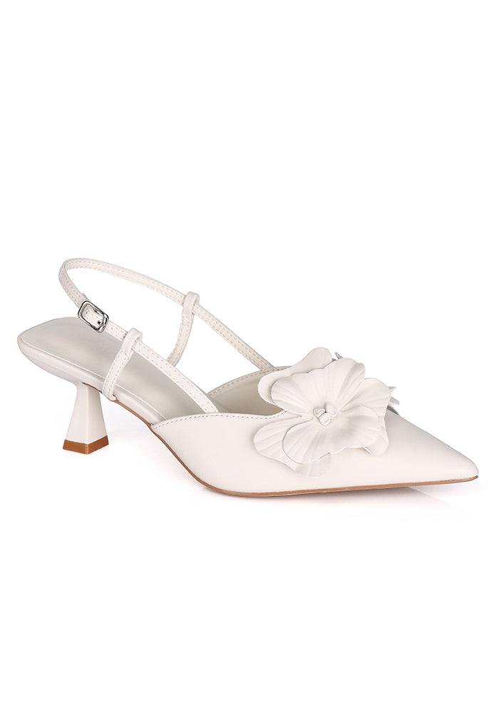 Veronica Floral Heels (White)