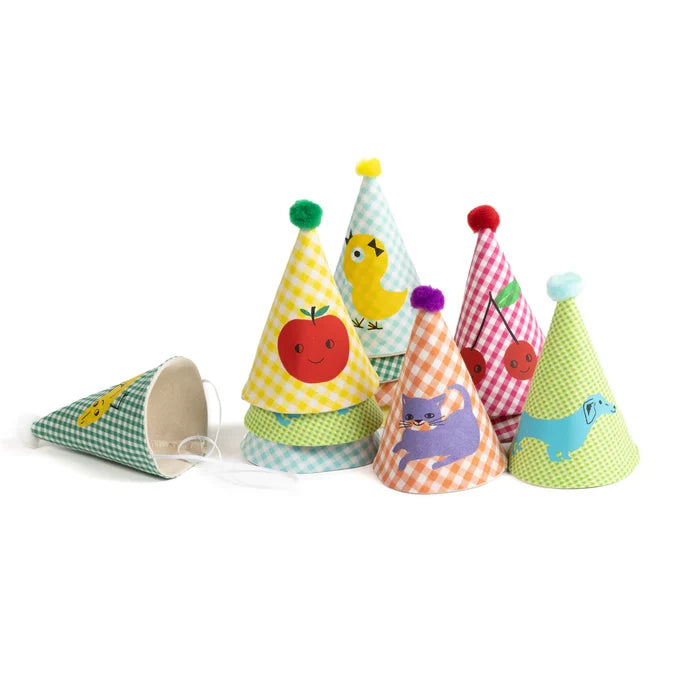 VICHY PARTY HAT WITH CHERRIES — by La fée raille