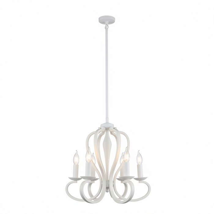 White 6-Light Pendant Dining Lamp | Modern Ceiling Light for Dining Room – DL6130/6