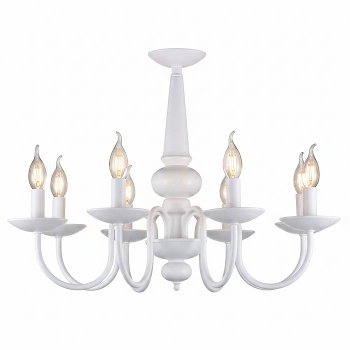 White 8-Arm Chandelier | Elegant Statement Ceiling Light for Dining Room & Living Room – 5622/8