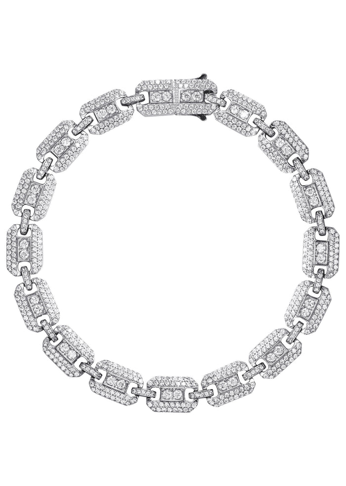 White Cz Square Link