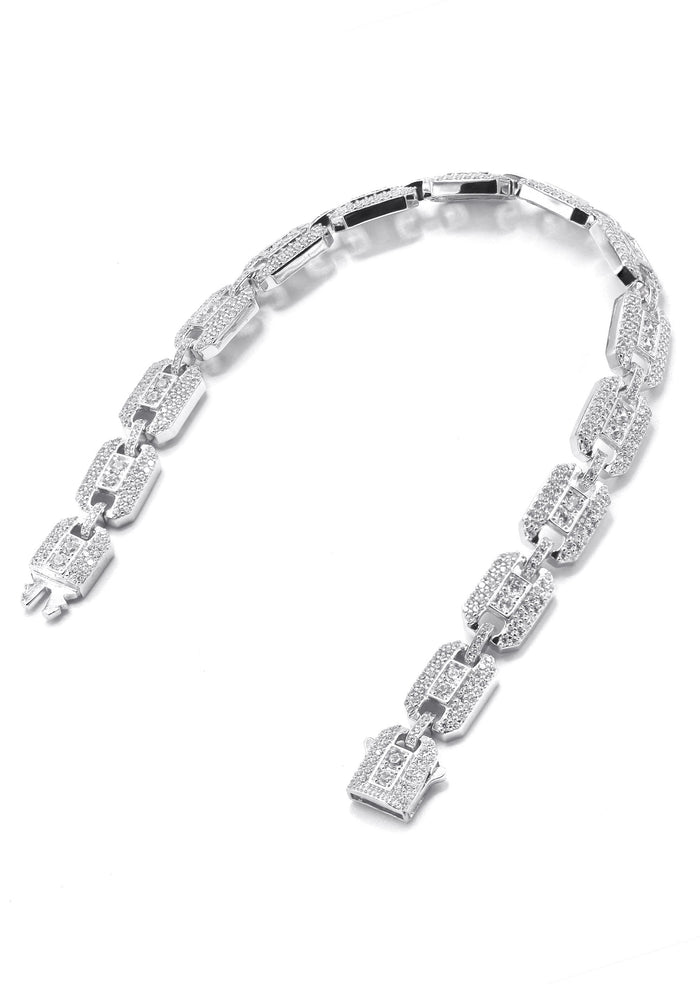 White Cz Square Link