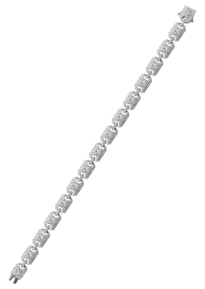White Cz Square Link