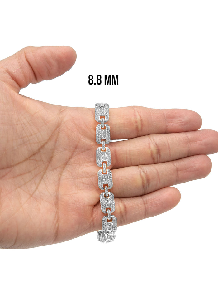 White Cz Square Link