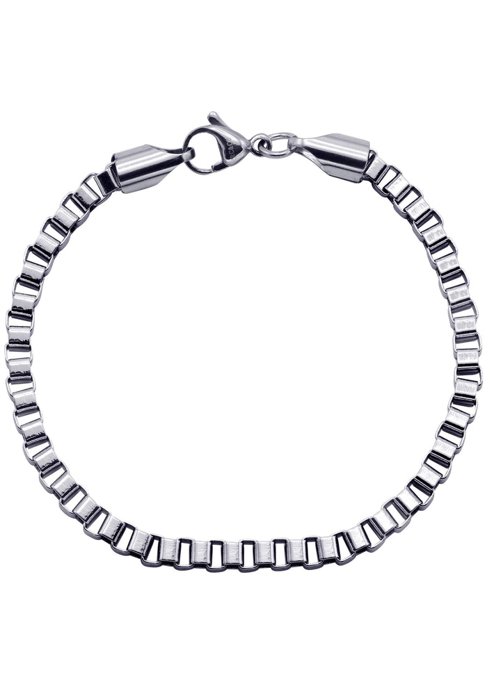 White Gold Plated Box Bracelet