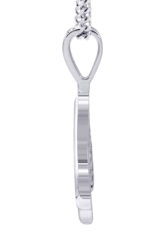 White Gold Plated Cuban Link Chain & Ace of Spades Pendant | Appx. 15.9 Grams