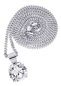 White Gold Plated Cuban Link Chain & Cubic Zirconia Pendant | Appx. 16.3 Grams