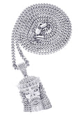 White Gold Plated Cuban Link Chain & Jesus Head Pendant | Appx. 22.7 Grams