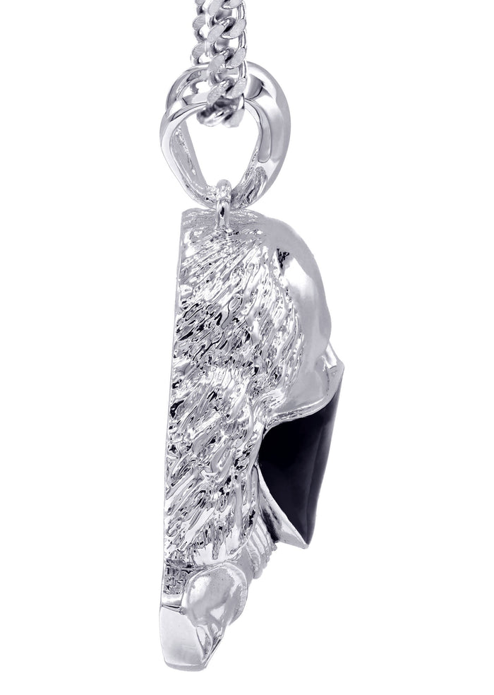 White Gold Plated Cuban Link Chain & Masked Benjamin Franklin Pendant | Appx. 32.1 Grams