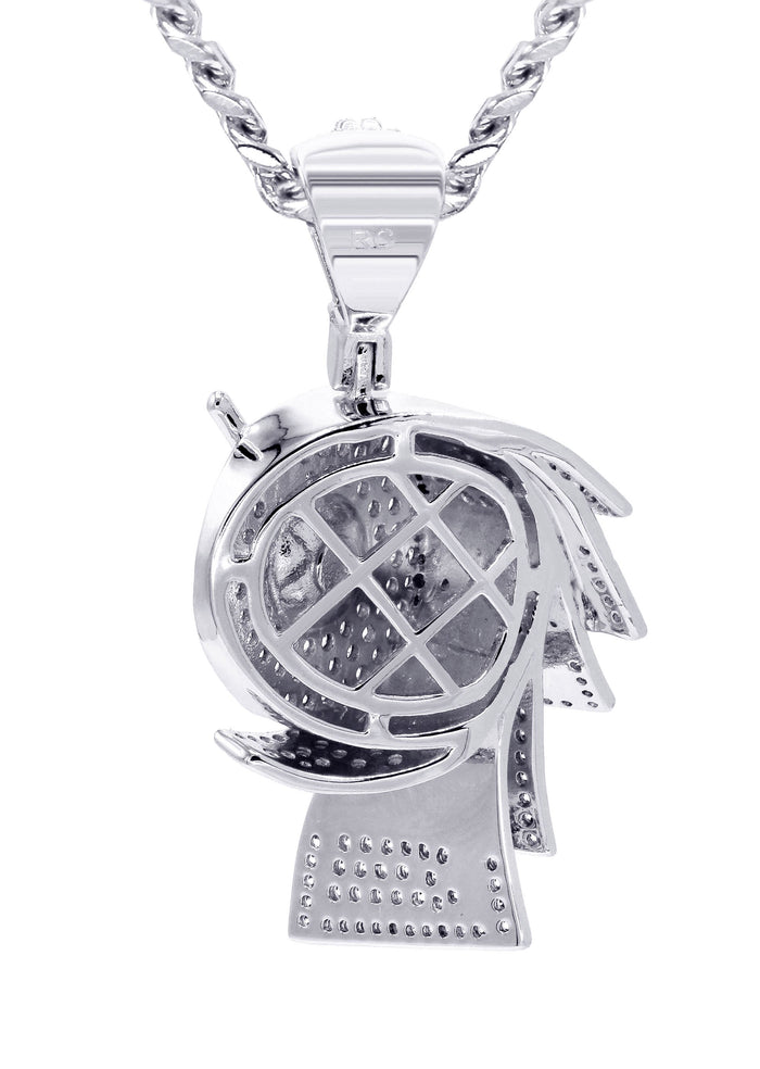 White Gold Plated Cuban Link Chain & Money Roll Pendant | Appx. 18 Grams