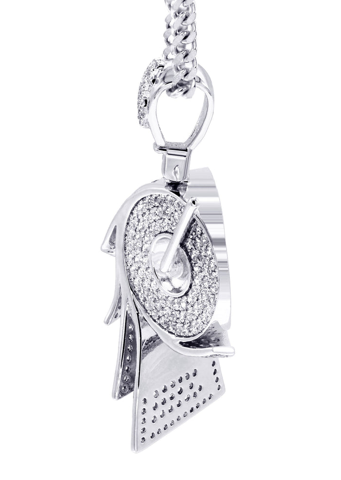 White Gold Plated Cuban Link Chain & Money Roll Pendant | Appx. 18 Grams