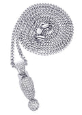 White Gold Plated Cuban Link Chain & ! Pendant | Appx. 13.1 Grams