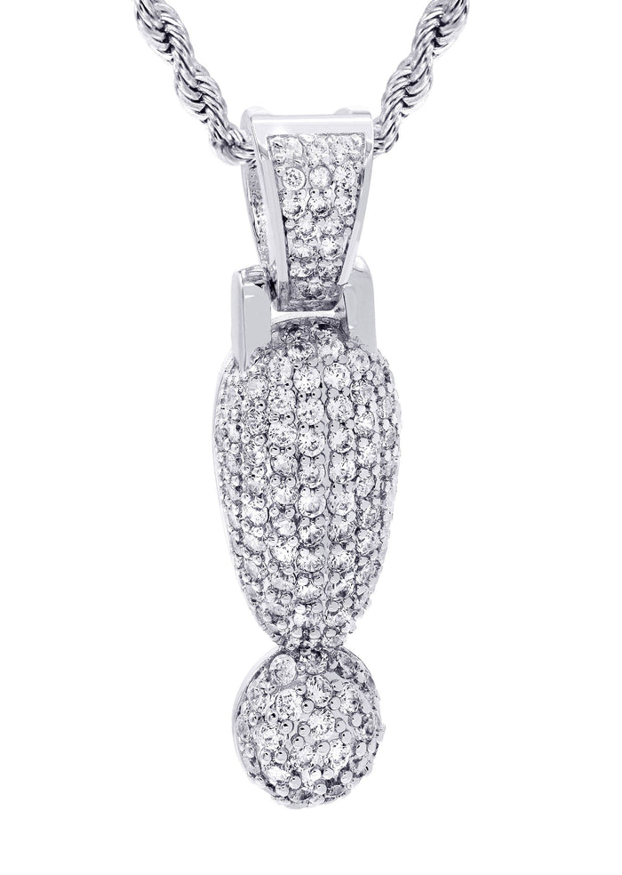 White Gold Plated Cuban Link Chain & ! Pendant | Appx. 13.1 Grams