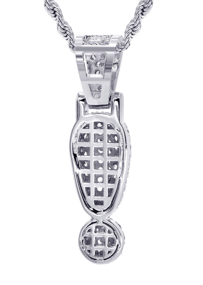 White Gold Plated Cuban Link Chain & ! Pendant | Appx. 13.1 Grams