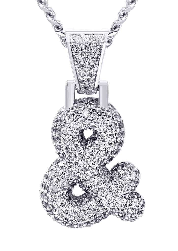 White Gold Plated Cuban Link Chain & & Pendant | Appx. 15.8 Grams
