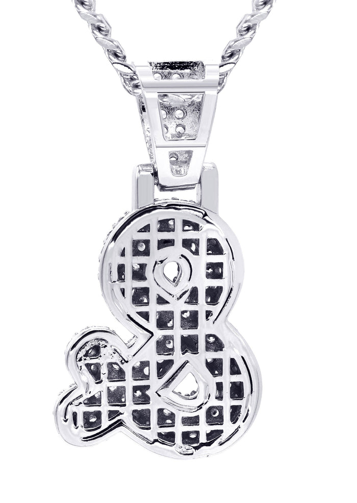 White Gold Plated Cuban Link Chain & & Pendant | Appx. 15.8 Grams