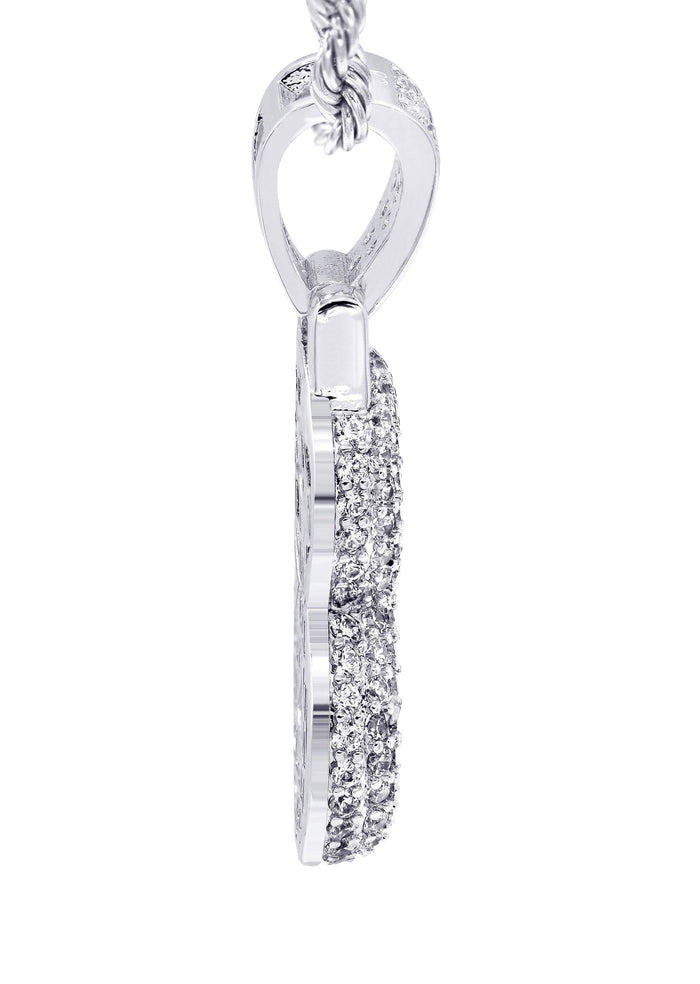 White Gold Plated Cuban Link Chain & & Pendant | Appx. 15.8 Grams