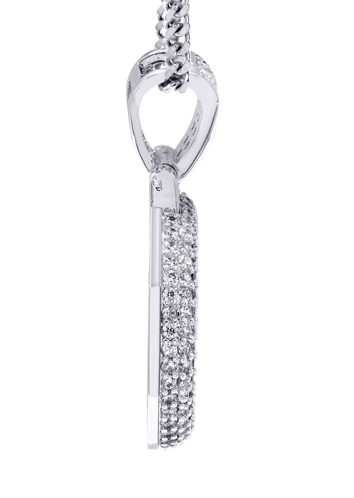 White Gold Plated Cuban Link Chain & @ Pendant | Appx. 18 Grams