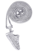 White Gold Plated Cuban Link Chain & Sneaker Pendant | Appx. 30.9 Grams