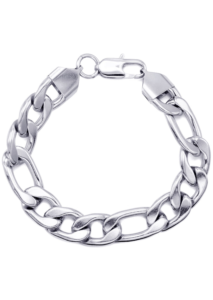 White Gold Plated Figaro Bracelet