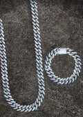 White Gold Plated Iced Out Miami Cuban Link Chain & Bracelet
