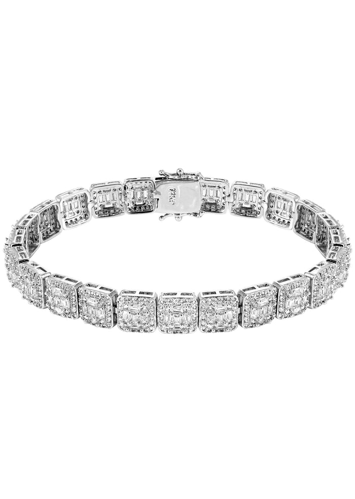 White Gold Plated Iced Out Square Cluster Bracelet
