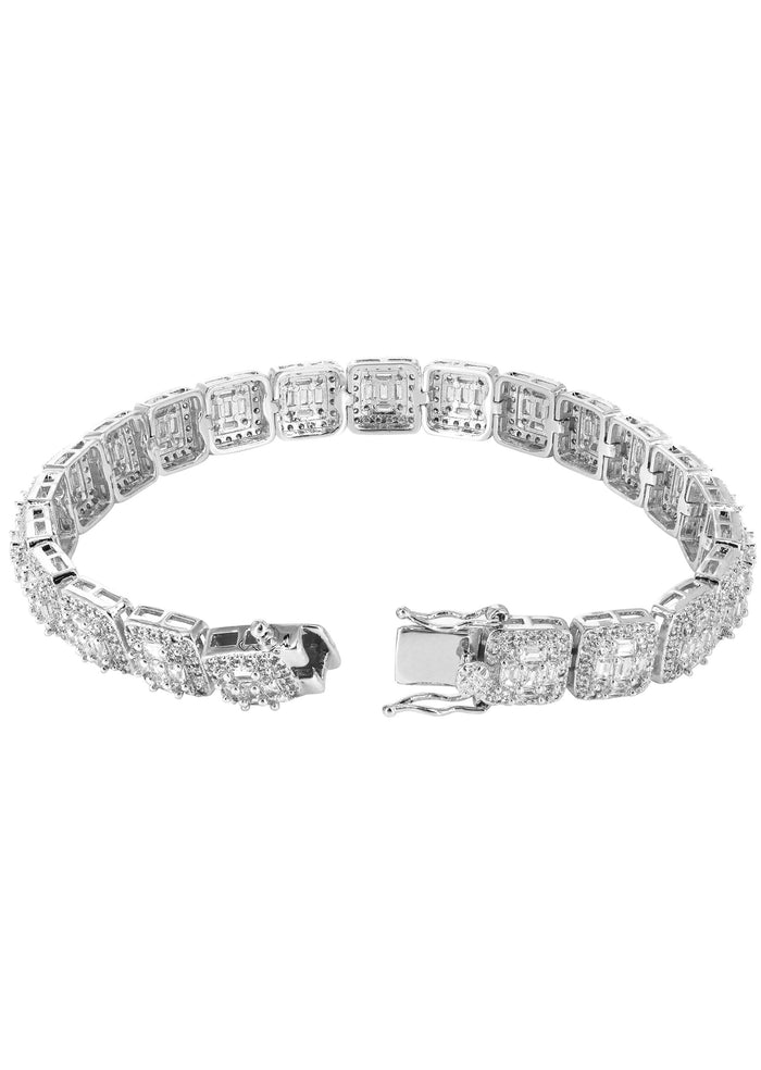 White Gold Plated Iced Out Square Cluster Bracelet