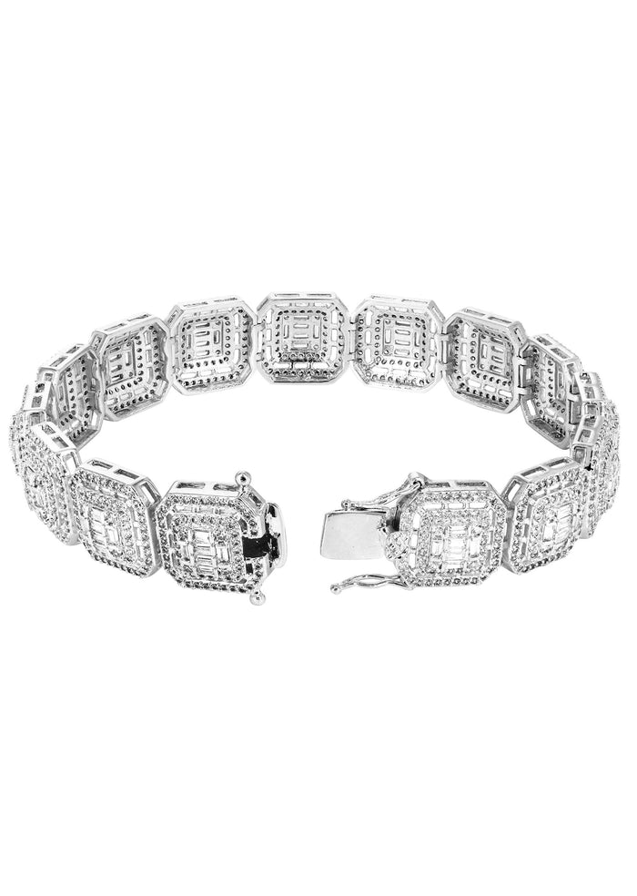 White Gold Plated Iced Out Square Cluster Bracelet