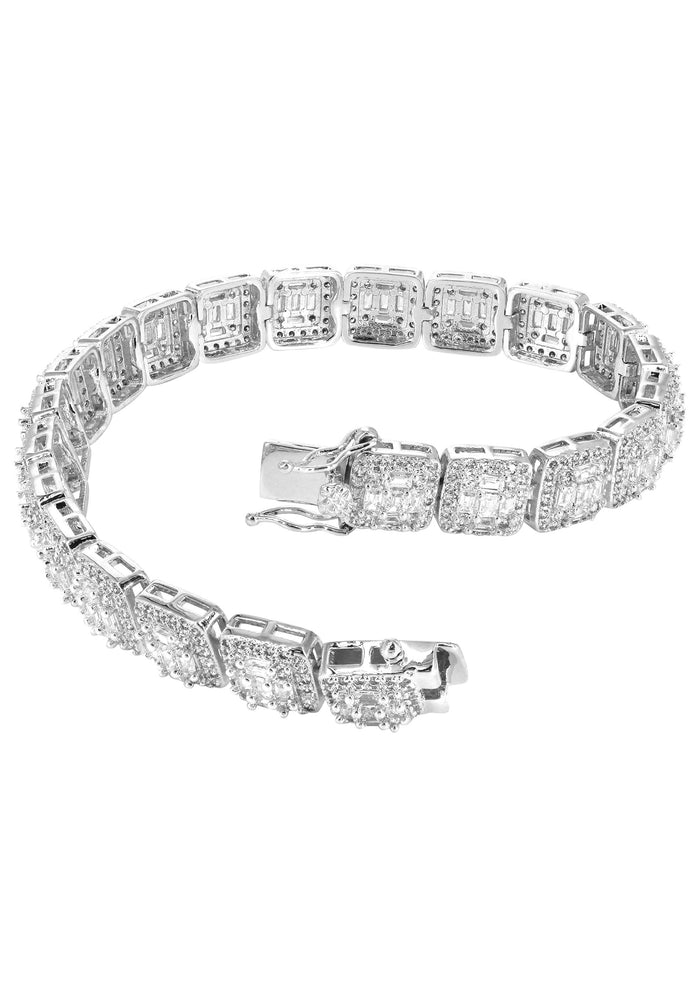White Gold Plated Iced Out Square Cluster Bracelet
