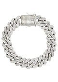 White Gold Plated Mens Iced Out Miami Cuban Link Bracelet