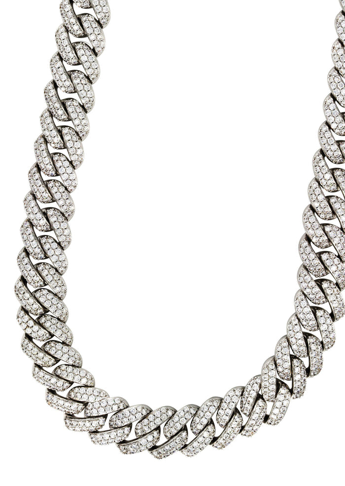 White Gold Plated Mens Iced Out Miami Cuban Link Chain