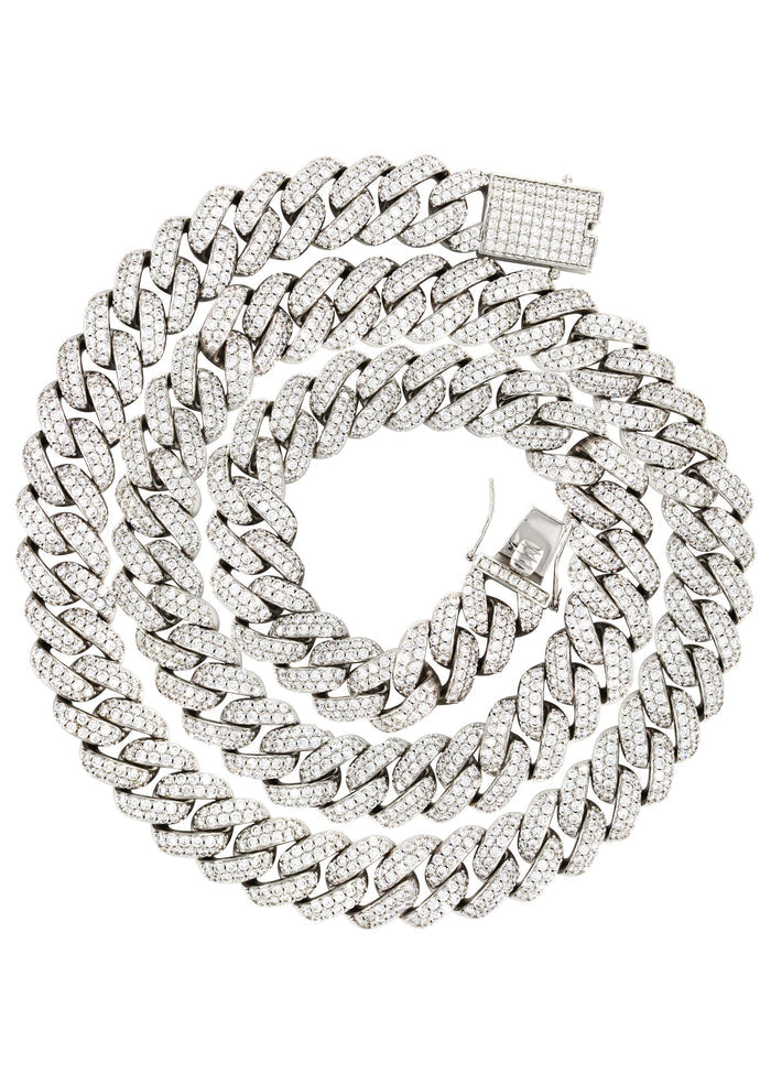 White Gold Plated Mens Iced Out Miami Cuban Link Chain