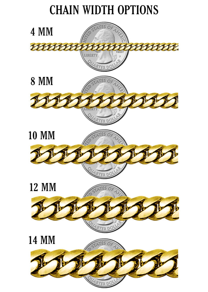 White Gold Plated Mens Solid Miami Cuban Link Chain