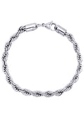 White Gold Plated Mens Solid Rope Bracelet