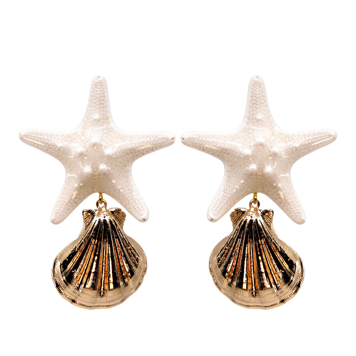 WHITE STARFISH EARRINGS