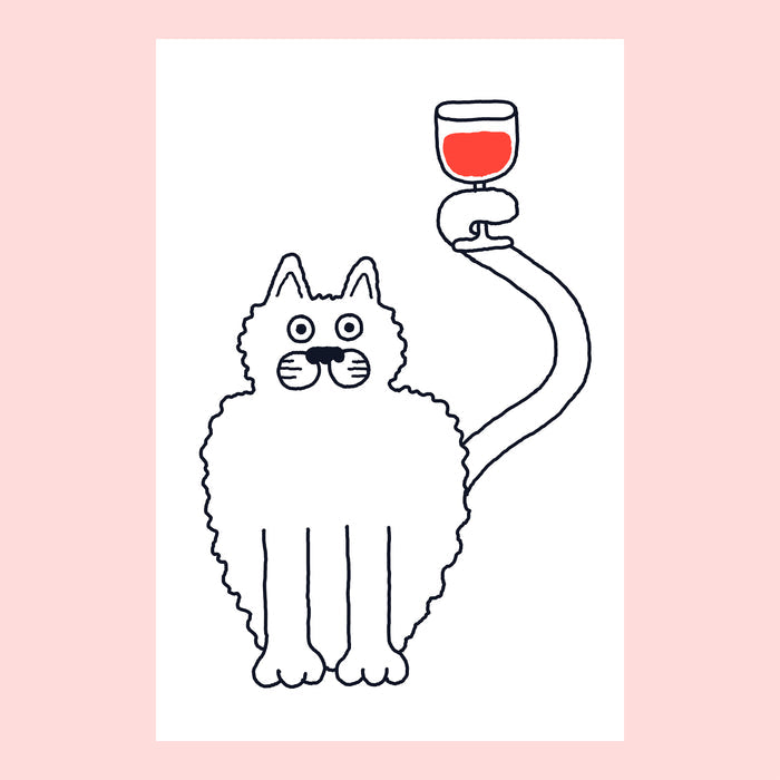 WINE CAT, 12" X 18" (screen printed) — by Benoit Tardif