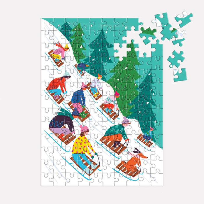 WINTER SLEDDING 130 PIECES MINI PUZZLE ORNAMENT — by Galison