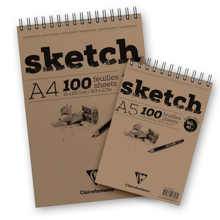 WIREBOUND SKETCHPAD 90G (multiple sizes) — by Clairefontaine