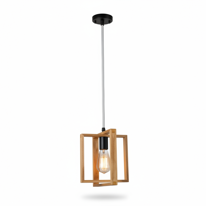Wood Dining Pendant Lamp D6301 – Clean-Line Natural Wood Ceiling Light for Dining Rooms & Kitchens | Understated Luxury Pendant