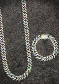 Yellow Gold Plated Iced Out Miami Cuban Link Chain & Bracelet